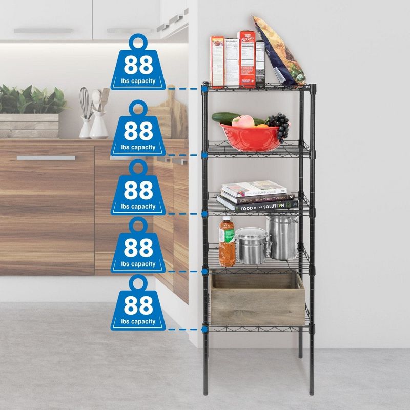 Mount-It! 5 Tier Metal Shelving Unit, Use As Pantry Shelves, Shelving or Utility Shelf for Laundry Room | Shelves Height Can be Adjusted, 5 of 9