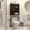 Costway Over-The-Toilet Storage Cabinet Bathroom Organizer w/ Sliding Barn Door Rustic Brown/Espresso/Grey - image 2 of 4