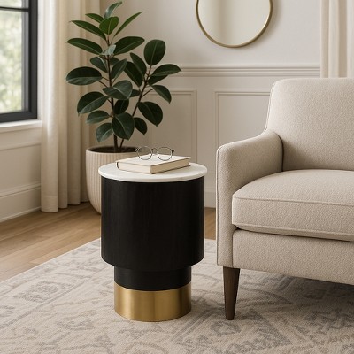 Chic End Table, Side Table, or Small Night Stand for Room Decor - Unique Pedestal Accent Table with Marble Top for Home, Bedroom, or Living Room