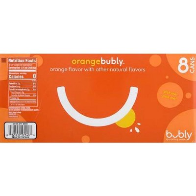 Bubly Sparkling Water, Orange, 12 Ounce Cans (Pack of 8) Orange 12 Fl Oz (Pack of 8)