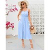 Women's Dress Casual Summer Spaghetti Strap Dress Button Down Sleeveless A Line Beach Swing Midi Sundress - 3 of 4