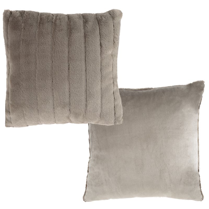 17” Plush Pillows – Set of 2 Gray Channel Striped Square Accent Pillow Inserts and Covers – For Bedroom or Living Room by Lavish Home, 1 of 8