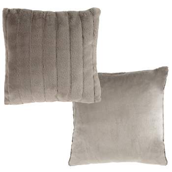 17” Plush Pillows – Set of 2 Gray Channel Striped Square Accent Pillow Inserts and Covers – For Bedroom or Living Room by Lavish Home