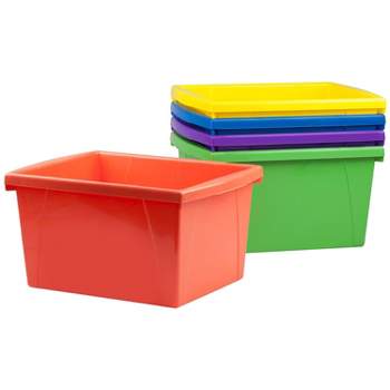 Storex 61515U06C Classroom Storage Bin, Assorted Colors, Color Assortment  Will Vary, Case of 6, 5.5 Gallon; 16.75 x 11.88 x 8.25 Inches