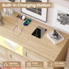 Entryway Rattan 6 Drawer Dresser with Charging Station, Led Lights, Wooden Natural Dresser for Bedroom, Modern Farmhouse Chest of Drawers - 2 of 4