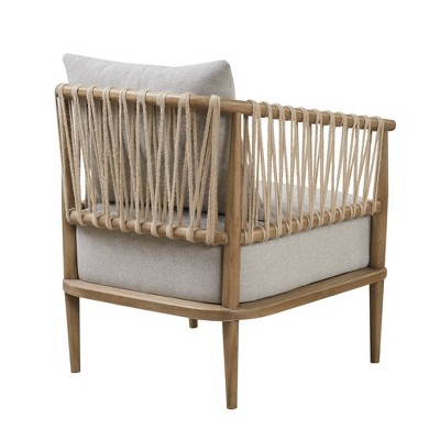 Natural Wood and Jute Rope Barrel Accent Chair