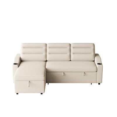 NicBex Couches for Living Room 83.8" Convertible Sleeper Combo Sofa Bed Upholstered Pullout Sofa with Storage Recliner and Cup Holder