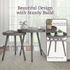 Nesting End Tables- Set of 2 Round Mid-Century Modern Accent Table with Tray Top in Brown- Side Table for Living Room by Lavish Home - 3 of 4