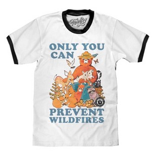 Tee Luv Smokey Bear Only You Can Prevent Wildfires Ringer T-Shirt - 1 of 3