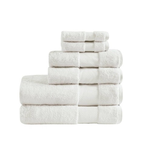 6pc Bath Towel Set White: Madison Park, 100% Cotton, Oeko-tex Certified ...