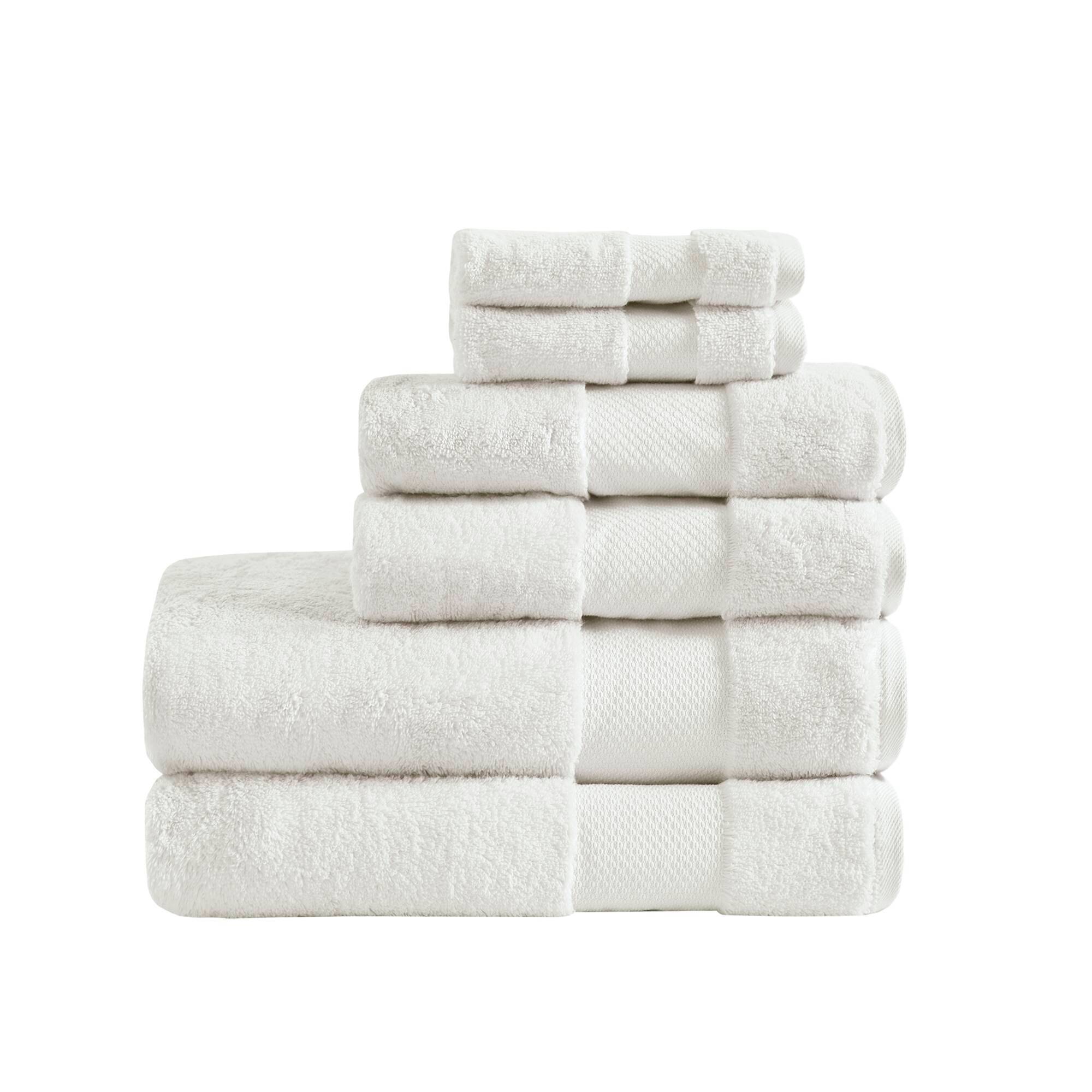 6pc Bath Towel Set White: Madison Park, 100% Cotton, OEKO-TEX Certified, Heavyweight