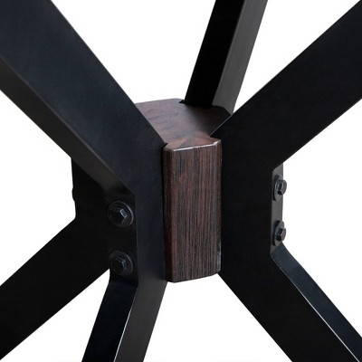 Acacia Wood and Black Metal Square End Table
