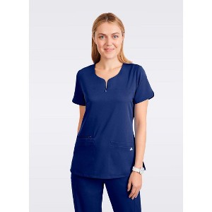 Moxie Scrubs Ashley Top – Soft Split Neck Women's Scrub Top with 4-Way Stretch, Quick Dry Fabric, Zipper Pocket, Plus Sizes XXS–5X - 1 of 4
