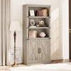 5-Tier Bookcase with Cabinet, 68.7" Tall Farmhouse Wooden Bookshelf with Storage Doors - 3 of 4