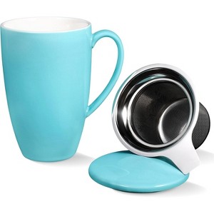 16 Oz Porcelain Tea Cup with Infuser and Lid, Loose Leaf Tea Mug, Microwave Dishwasher Safe Steeping Tea Cup - 1 of 3