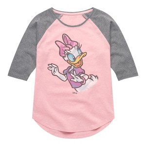 Girls' - Disney - Daisy Color Sketch Shirt Tail Raglan Graphic T-shirt - 1 of 3