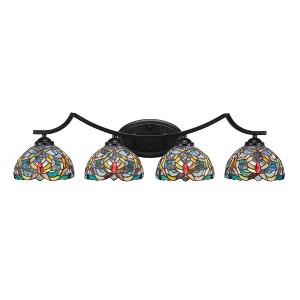 Toltec Lighting Zilo 4 - Light Vanity in  Matte Black with 7" Kaleidoscope Art Glass Shade - 1 of 1