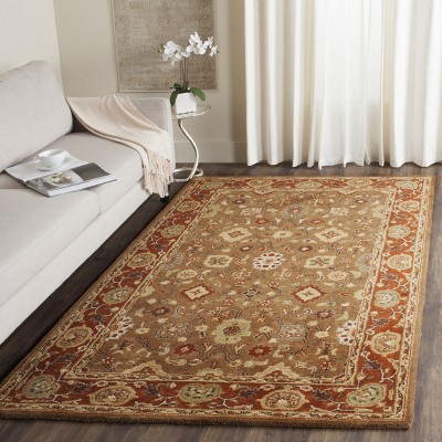 Elegant Moss & Rust Floral Hand-Tufted Wool Area Rug - 4' x 6'
