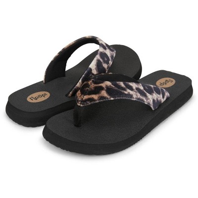 Women's Ella Yoga Mat Animal Print Velour Flip Flop