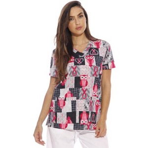 DreamCrest Women's Scrub Tops Holiday Scrubs Nursing Scrubs - 1 of 3