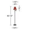 360 Lighting Swing Arm Floor Lamp 60.5" Tall Bronze Rust Orange Red Fabric Shade with Gold Trim for Living Room Reading Bedroom Office - 3 of 3
