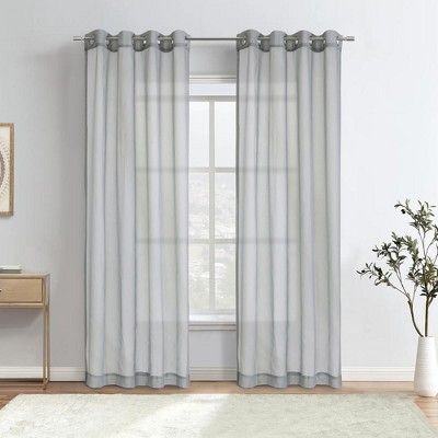 Gray Sheer Light Filtering Polyester Grommet Curtain Panel 52" x 63"