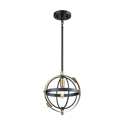Elk Home Caldwell 1 - Light Pendant in  Matte Black/Satin Brass