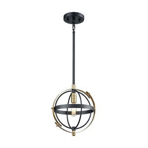 Elk Home Caldwell 1 - Light Pendant in  Matte Black/Satin Brass - 1 of 4