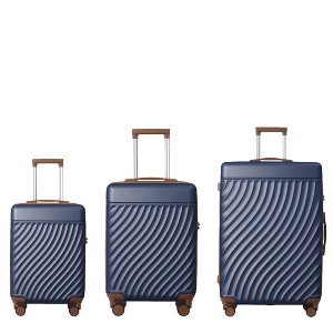 Luggage Sets ABS Hardshell 3pcs Luggage, Lightweight Durable Suitcase sets Spinner Wheels Suitcase with TSA Lock 20''24''28''?Available£¨Navy Blue£© - 1 of 4