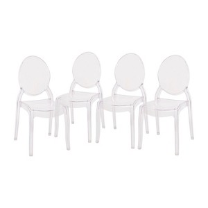 Flash Furniture Set of 4 Transparent Crystal Extra Wide Resin 400 LB. Weight Capacity Banquet & Event Ghost Chairs-Indoor/Outdoor Use - 1 of 4