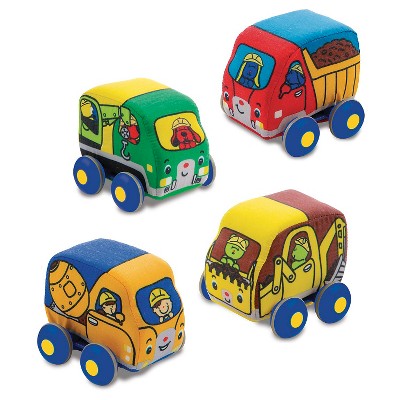 Melissa & Doug Pull-Back Construction Vehicles - Soft Baby Toy Play Set of 4 Vehicles