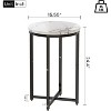 Hooseng Faux Marble Round Side Table Set of 2, 16 Inch Living Room End Table Accent Table Nightstand with Metal Frame for Bedroom, Small Spaces - 3 of 4