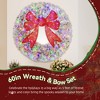 60" Prelit Snow-Flocked Christmas Wreath with 3D Bow and 300 LED Lights, 11 Modes, Remote Control - 4 of 4