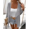 Womens Lightweight Crochet Cardigan Sweater Rib Knit Open Front Mesh Cardigan Sweater Coats - 3 of 4