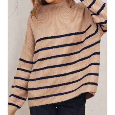 Women's Zoey High Neck Striped Sweater - DRESS FORUM