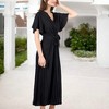 Anna-Kaci Women's V-Neck Flutter Sleeve Maxi Dress with Pleated Skirt and Waist Tie - 3 of 4