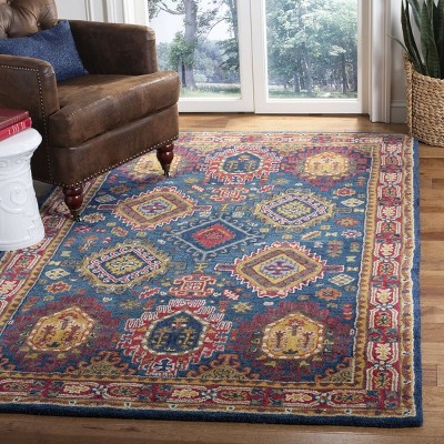 Heritage Navy and Red Hand-Tufted Wool Area Rug 3'x5'