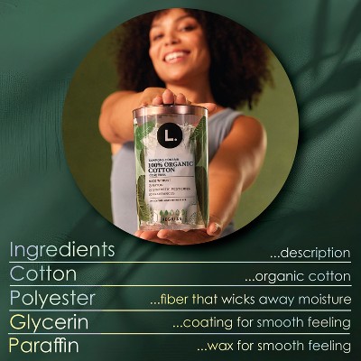 L . Organic Tampon Light + Regular Tampons - 84ct