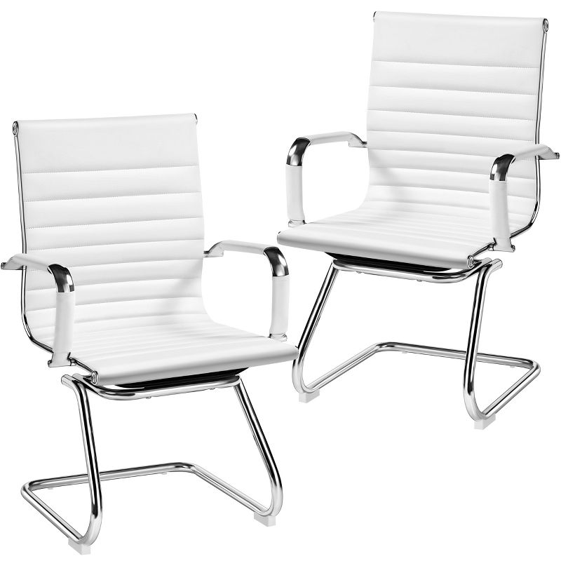 Yaheetech Modern Faux Leather Office Reception Chair, Set of 2, 1 of 7