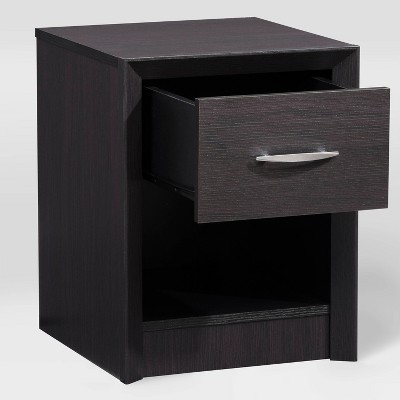 Mid-Century Modern Newport Black 24" Nightstand with Storage Drawer