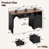Bestier 55" Computer Writing PC Desk Home Office with Power Outlets Keyboard Tray and Storage Drawers, Walnut - 4 of 4