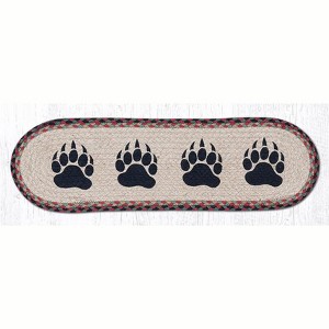Earth Rugs Oval Stair Tread – Bear Paw Design, Braided Jute, Rustic Lodge Decor Accent, 27"x8.25" Oval Stair Rug - 1 of 3