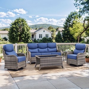 Gymojoy Outdoor Patio Sofa Chairs Coffee Table with Swivel Chairs for Garden  Yard - 1 of 4
