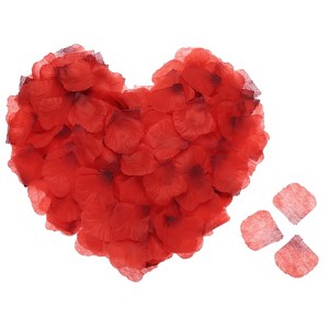 Unique Bargains Faux Silk Artificial Flower Rose Petals for Wedding Decoration 2x2 Inch 3200 Pcs Dark Red - 1 of 3