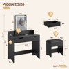 Bestier Vanity Desk Set with Lighted Mirror, Bedroom Makeup Table and Stool Set with Hair Dryer Holder, 31” Vanity Table and Chair with 2 Drawers - 3 of 4