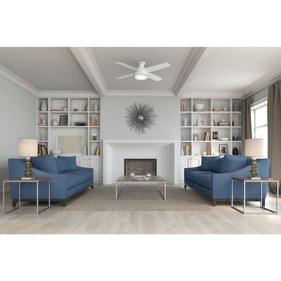 52'' Fresh White Composite Low Profile Ceiling Fan with LED Light and Remote