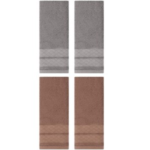 REGALWOVEN Geometry Pattern Cotton Soft Decorative Hand Towels for Bathroom 4 Pcs - 1 of 4