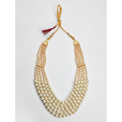 SOHI Women's Pearl White The Mehmooni Multi-Layer Necklace