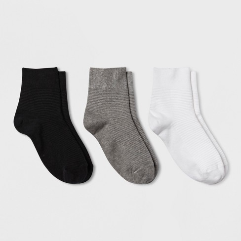 Women's Garter 3pk Stitch Ankle Socks - Universal Thread™ Black