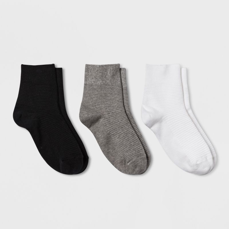 Women's 3pk Garter Stitch Ankle Socks - Universal Thread™ 4-10, 1 of 7